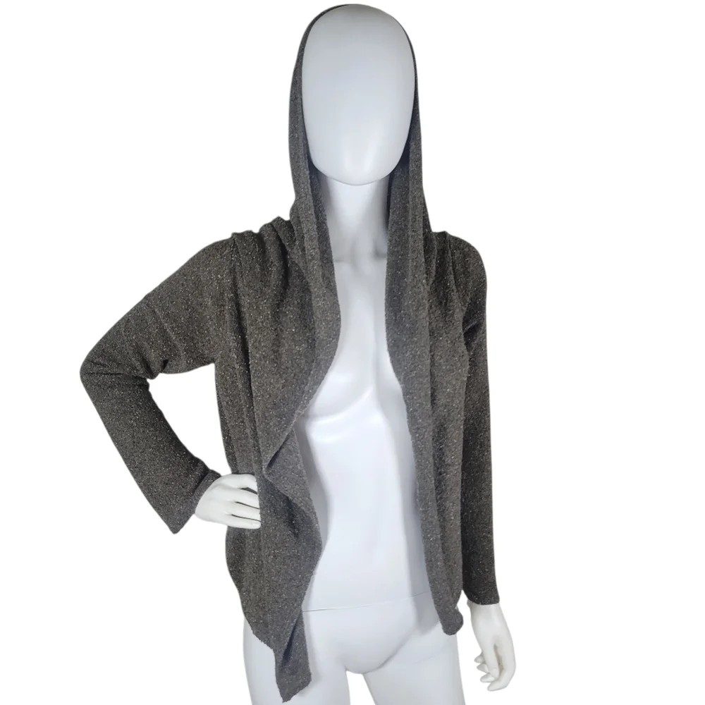 Eileen Fisher Short Envelope Cardigan Womens S‎ Brown Silk Blend Open Front Knit